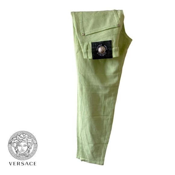 versace jeans couture y2k lime green sweat pants like denim 26” - Picture 1 of 4